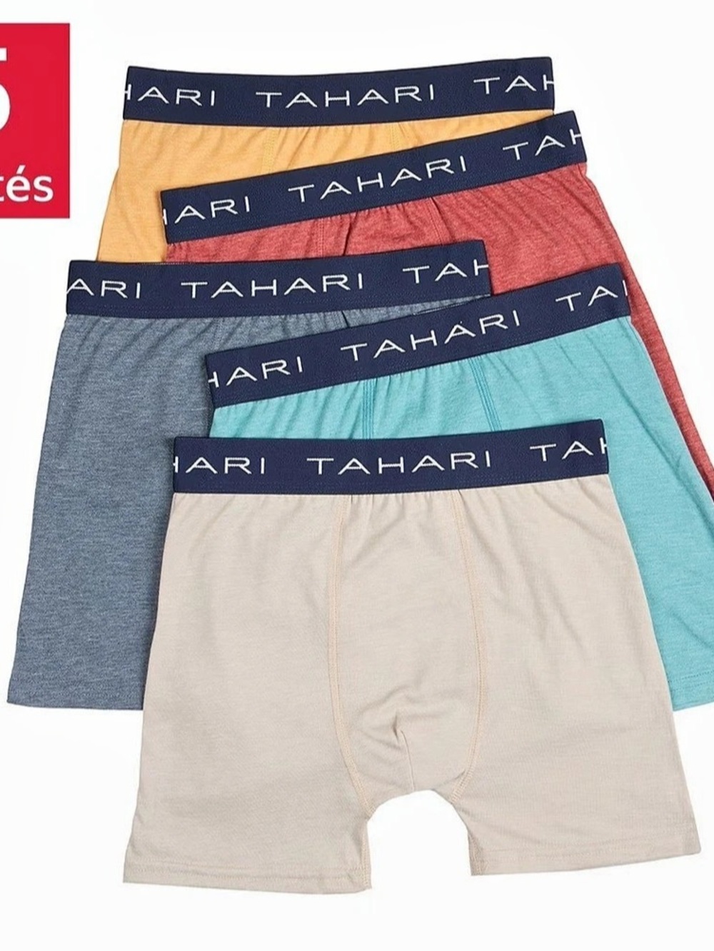 Tahari Boys Cotton Boxer Briefs 5-Pack Blue & Red Medium